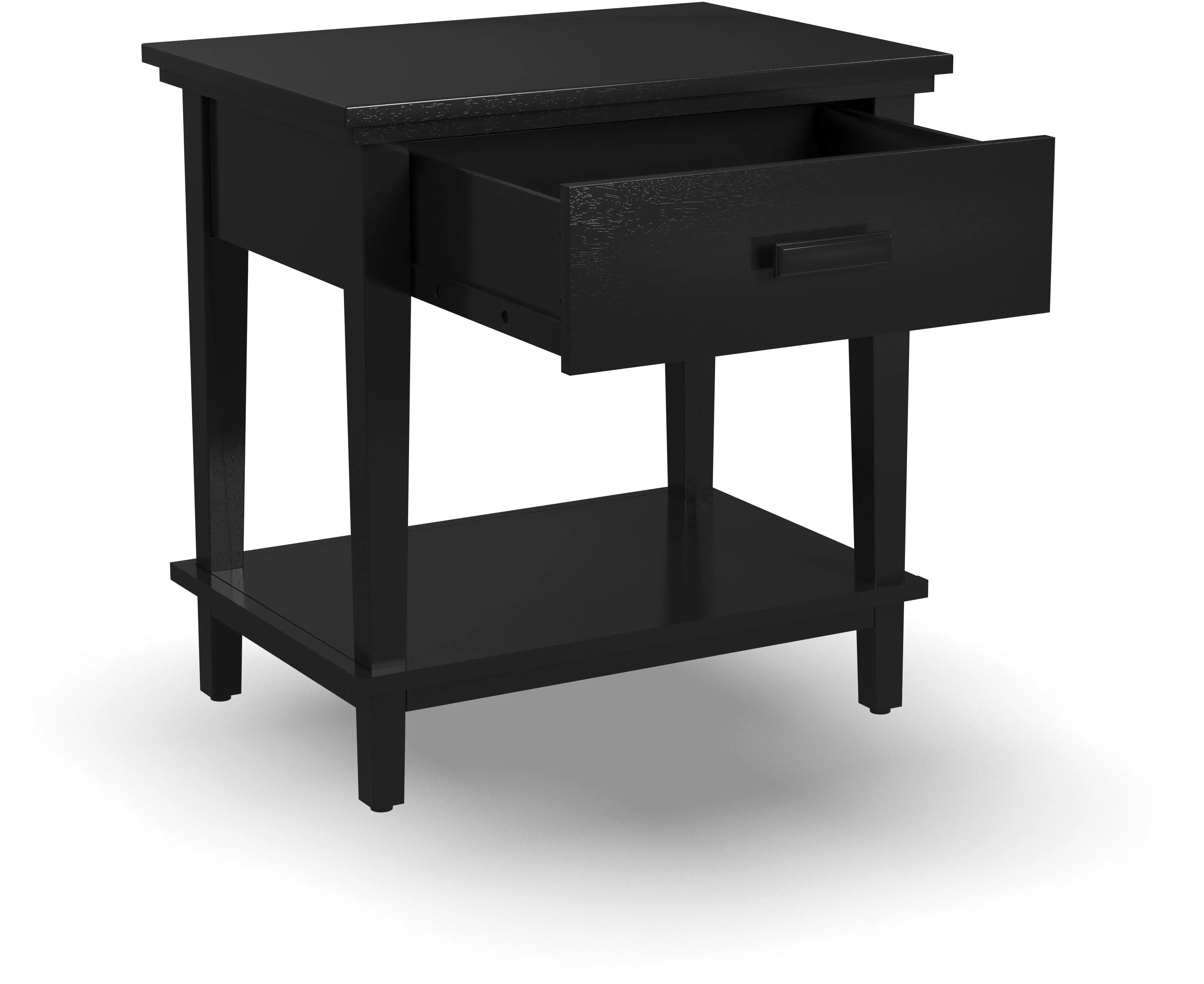 Oak Park Black Nightstand with Open Storage