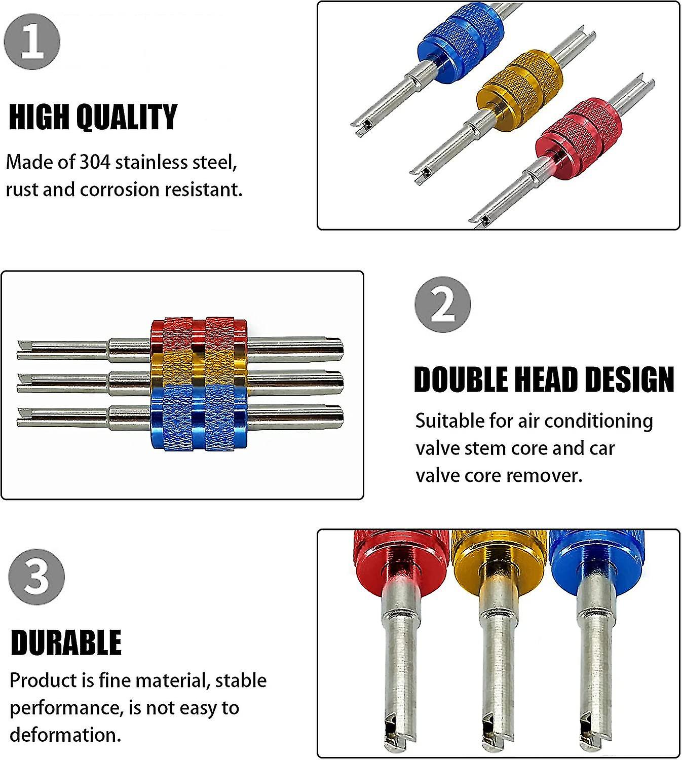 3 Pieces Tire Valve Remover Valve Core Remover Tool， Valve Core Remover Wrench