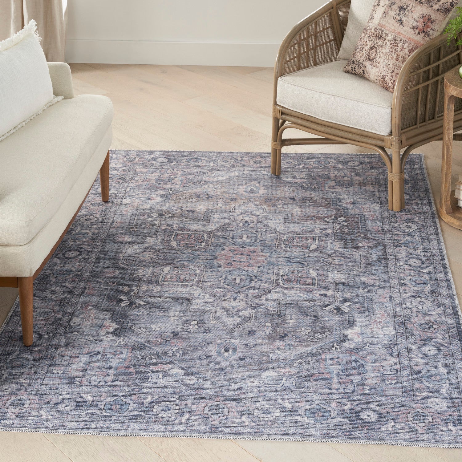 Machine Washable Series Grey Vintage Rug