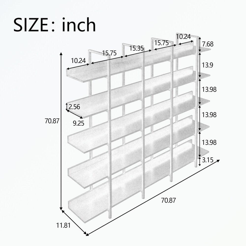 5 Tier Bookcase with Metal Frame  MDF Board