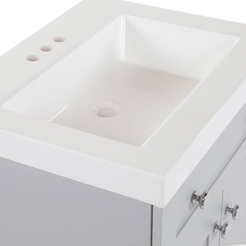 Glacier Bay Everdean 24.5 in. W x 18.8 in. D x 34.4 in. H Freestanding Bath Vanity in Pearl Gray with White Cultured Marble Top EV24P2-PG