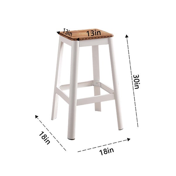 30 in. Natural Wood Bar Stool with Metal Tube