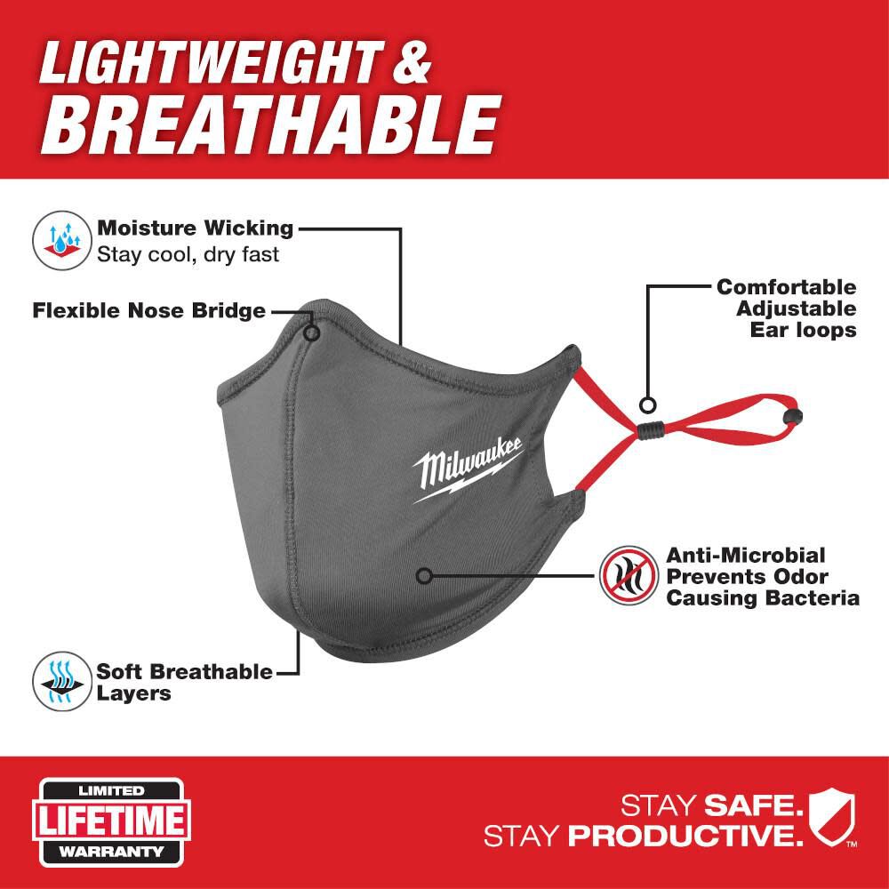 Milwaukee 3PK Gray 2-Layer Face Mask 48-73-4231 from Milwaukee