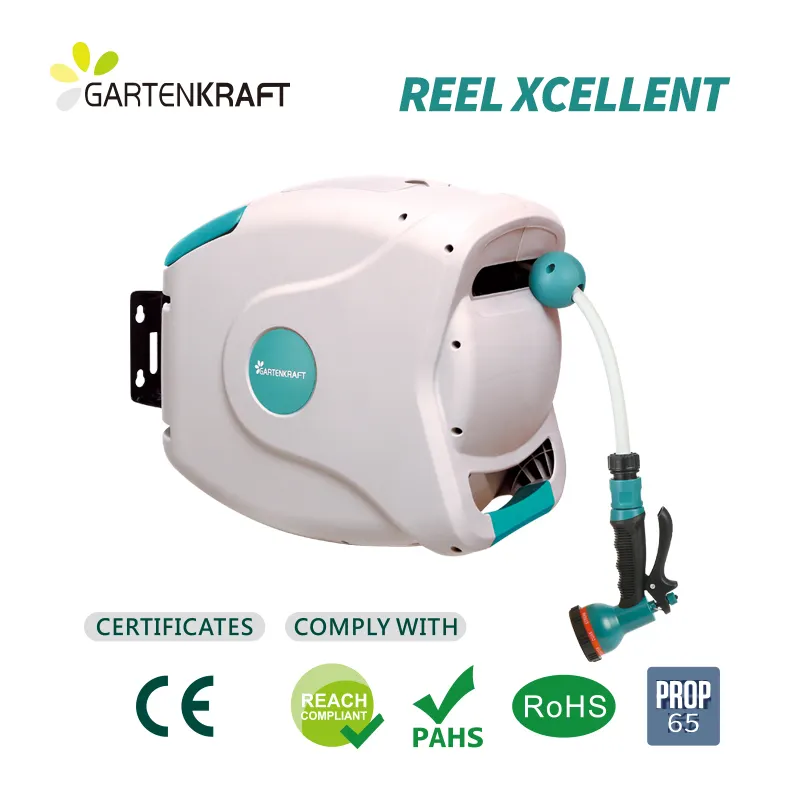 GARTENKRAFT Innovative garden irrigation supply automatic water hose reel with 40m PVC water hose