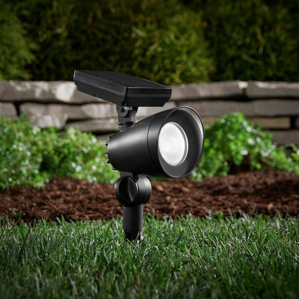 Hampton Bay 55 Lumen Black Solar LED Outdoor Spotlight with Adjustable Head 72301-03