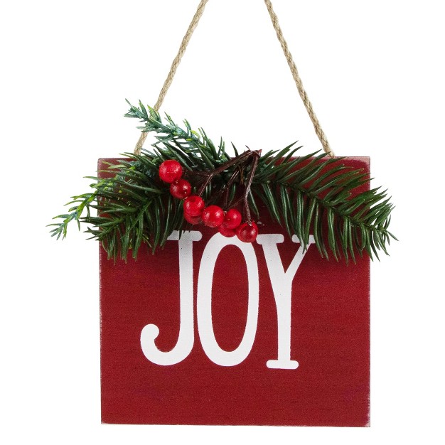 Hanging quot joy quot Christmas Wall Decor With Pine And Berries