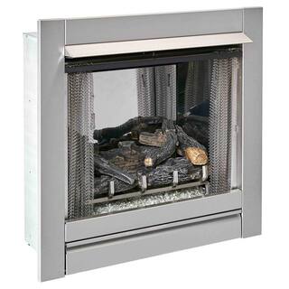 Duluth Forge Duluth Forge Vent Free Stainless Outdoor Gas Fireplace Insert With Fire Glass Media and Log Set - 24000 BTU 170093