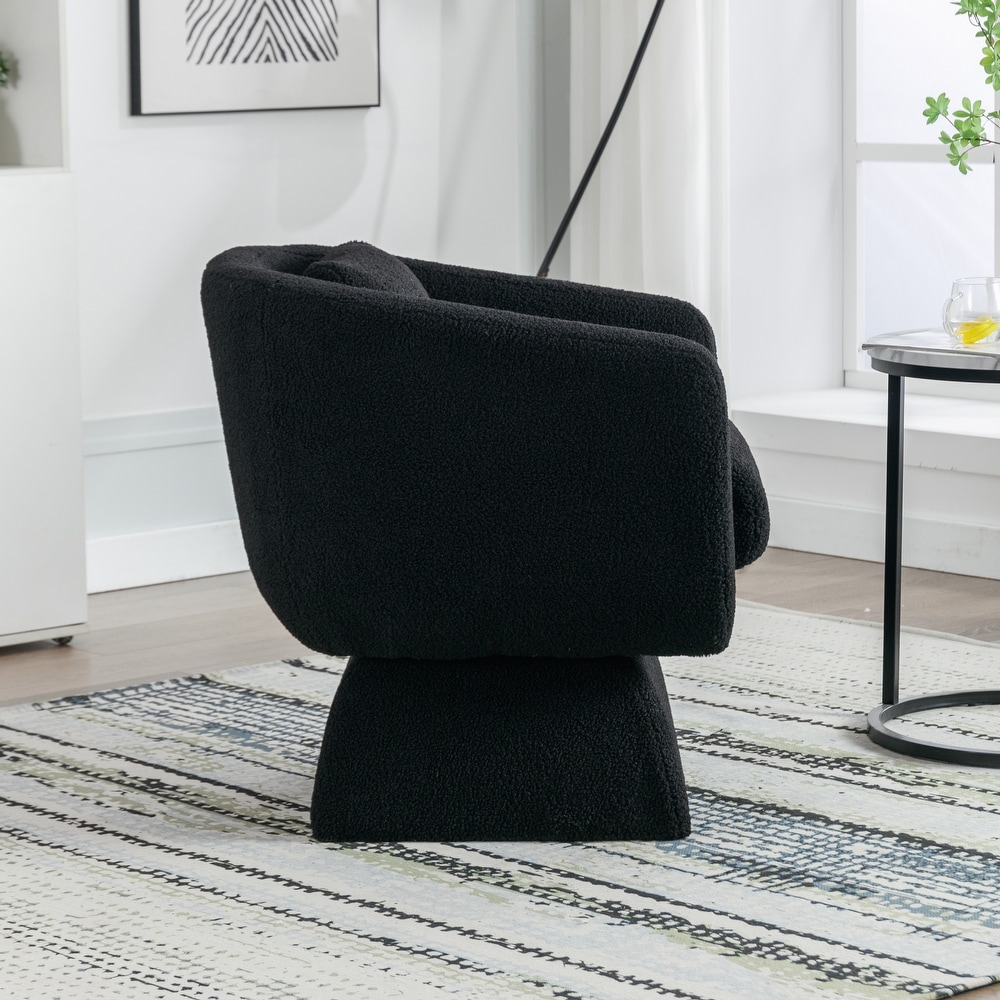 Boucle Upholstered Swivel Accent Arm Barrel Chair for Living Room