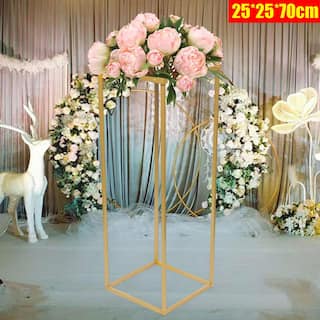 YIYIBYUS 27.6 in. H x 9.8 in. W Metal Gold Outdoor Plant Stand Flower Display Rack OT-ZJGJ-4320