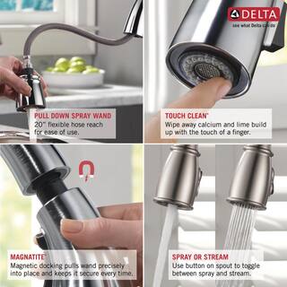 Delta Talbott Single-Handle Pull-Down Sprayer Kitchen Faucet with Soap Dispenser in Venetian Bronze 16968-RBSD-DST