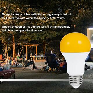 YANSUN 40-Watt Equivalent A19 Dusk to Dawn Light Bulbs OutdoorE26 Base Bug Lights for Outside in Yellow-Colored 2000K (4-Pack) H-GG-XC003OW6E26-4