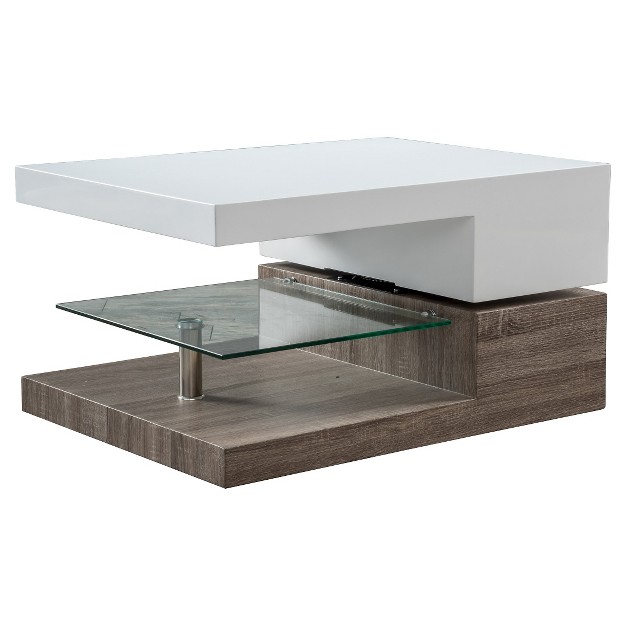 Bridgetown Rectangular Rotatable Coffee Table W Glass Glossy White oak Christopher Knight Home