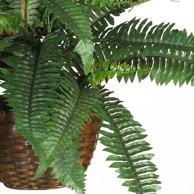 X 29 Artificial Boston Fern Silk Hanging Basket - Nearly Natural