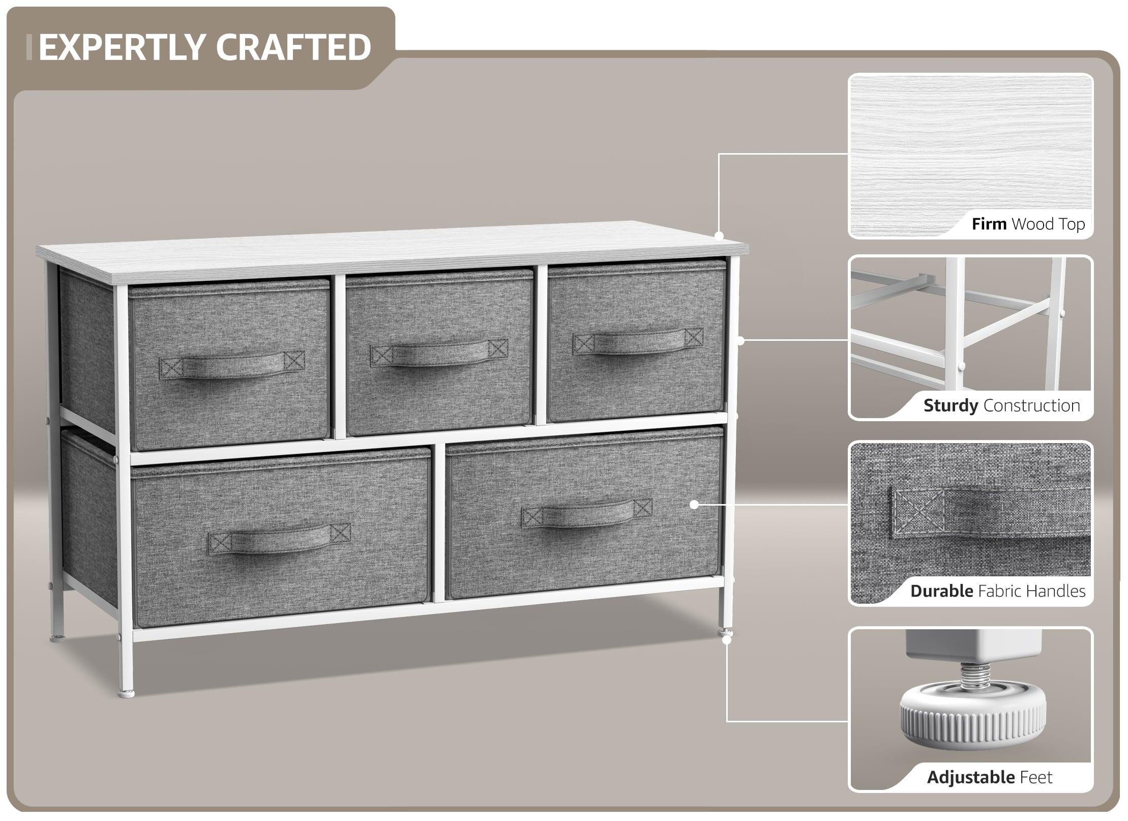 Sorbus Storage Cube Dresser - White