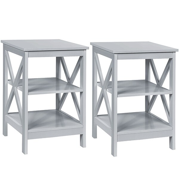 Copper Grove Nurota 3-tier X-cross End Tables (Set of 2)