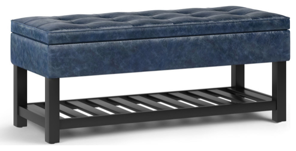 Cosmopolitan Storage Ottoman Bench With Open Bottom   Contemporary   Footstools And Ottomans   by Simpli Home Ltd.  Houzz