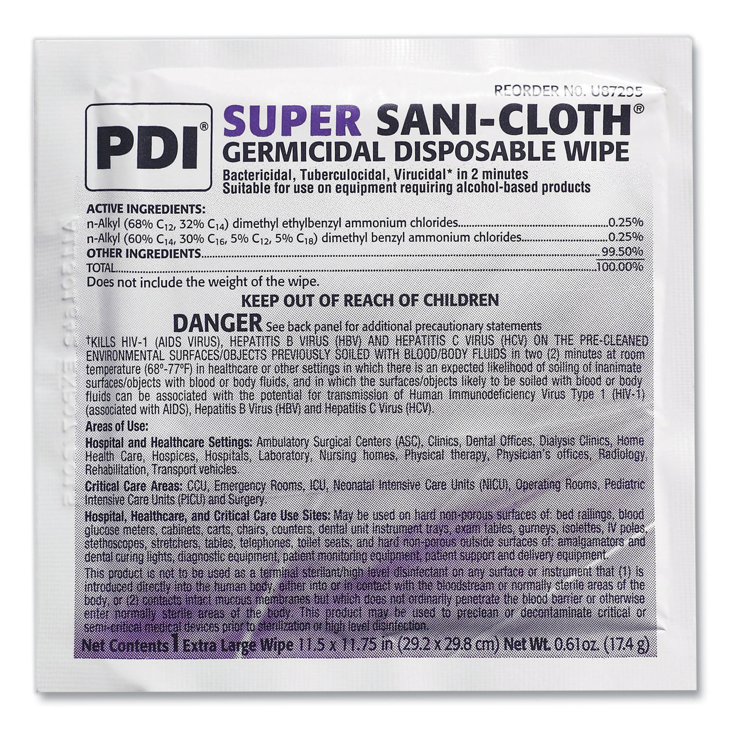 Super Sani-Cloth Individually Wrapped Germicidal Disposable Wipes by Sani Professionalandreg; PDIU87295