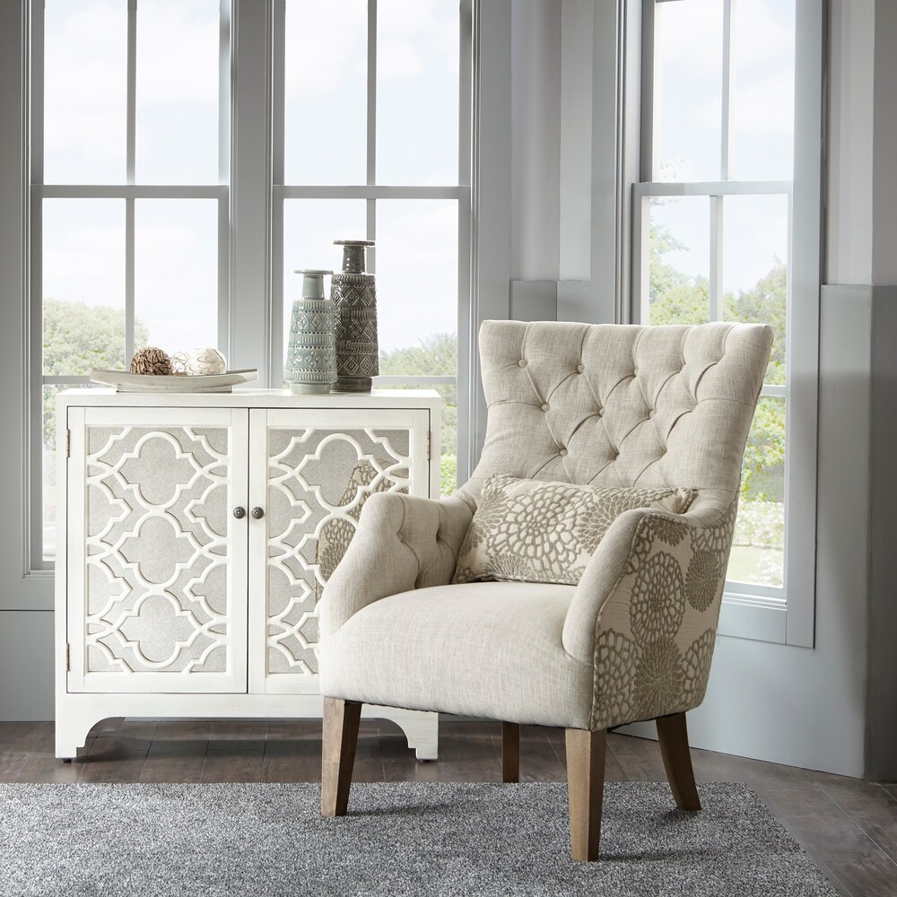 Madison Park Furlong Beige Accent Chair with Back Pillow