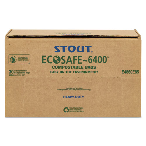 Stout EcoSafe-6400 Bags | 64 gal， 0.85 mil， 48