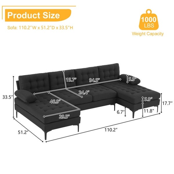 110'' 4-Seat U-Shaped Upholstered Sectional Sofa