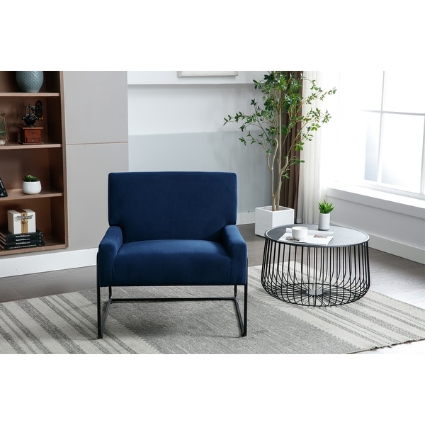 Modern Industrial Slant Armchair with Metal Frame