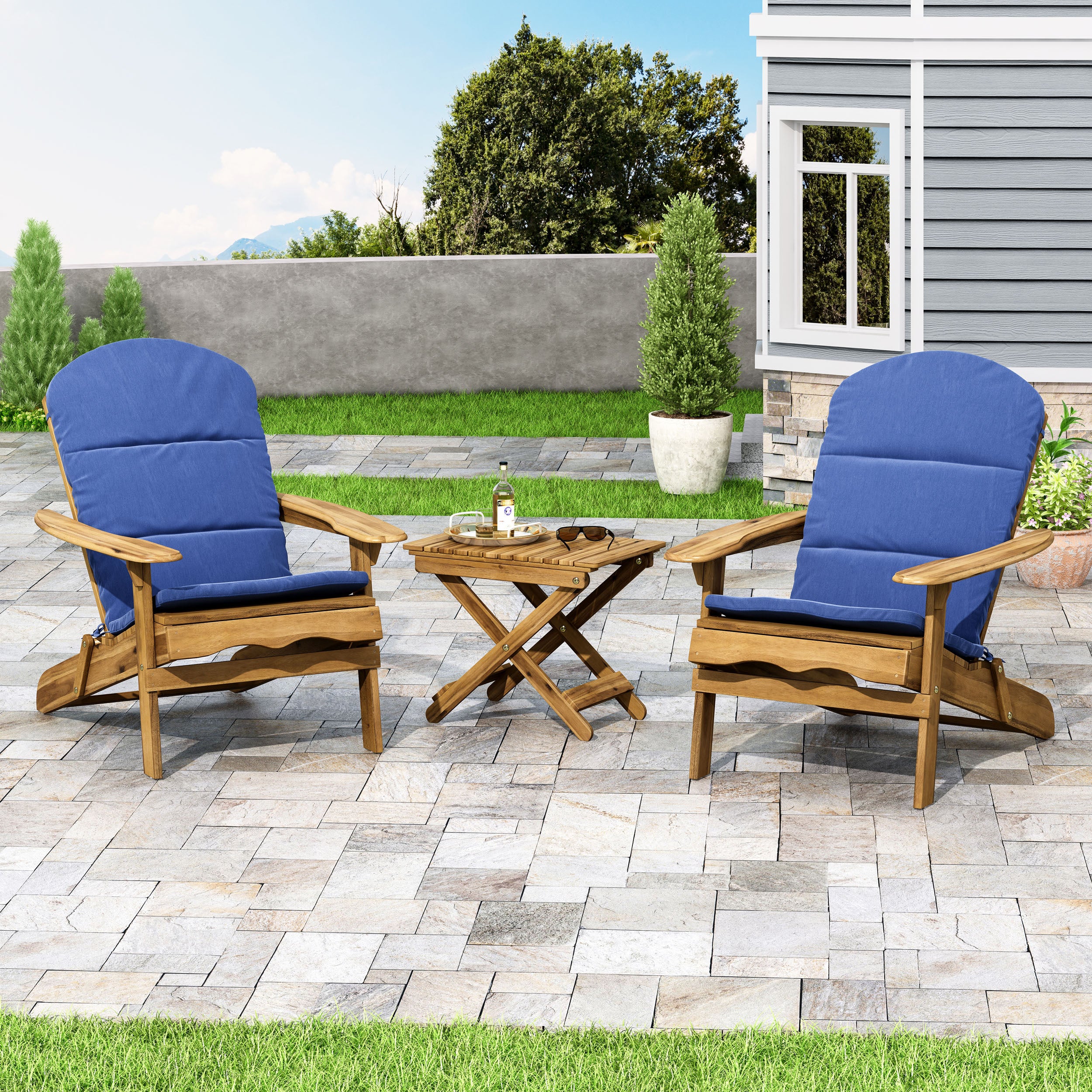 Reed Outdoor 2 Seater Acacia Wood Chat Set with Water Resistant Cushions