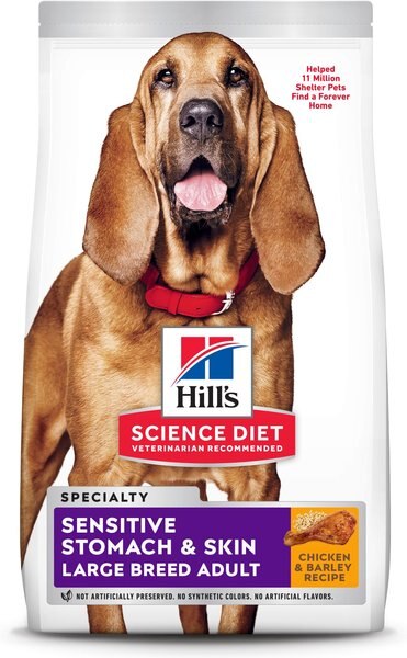 Hill's Science Diet Adult Sensitive Stomach and Skin Large Breed Chicken and Barley Recipe Dry Dog Food， 30-lb bag