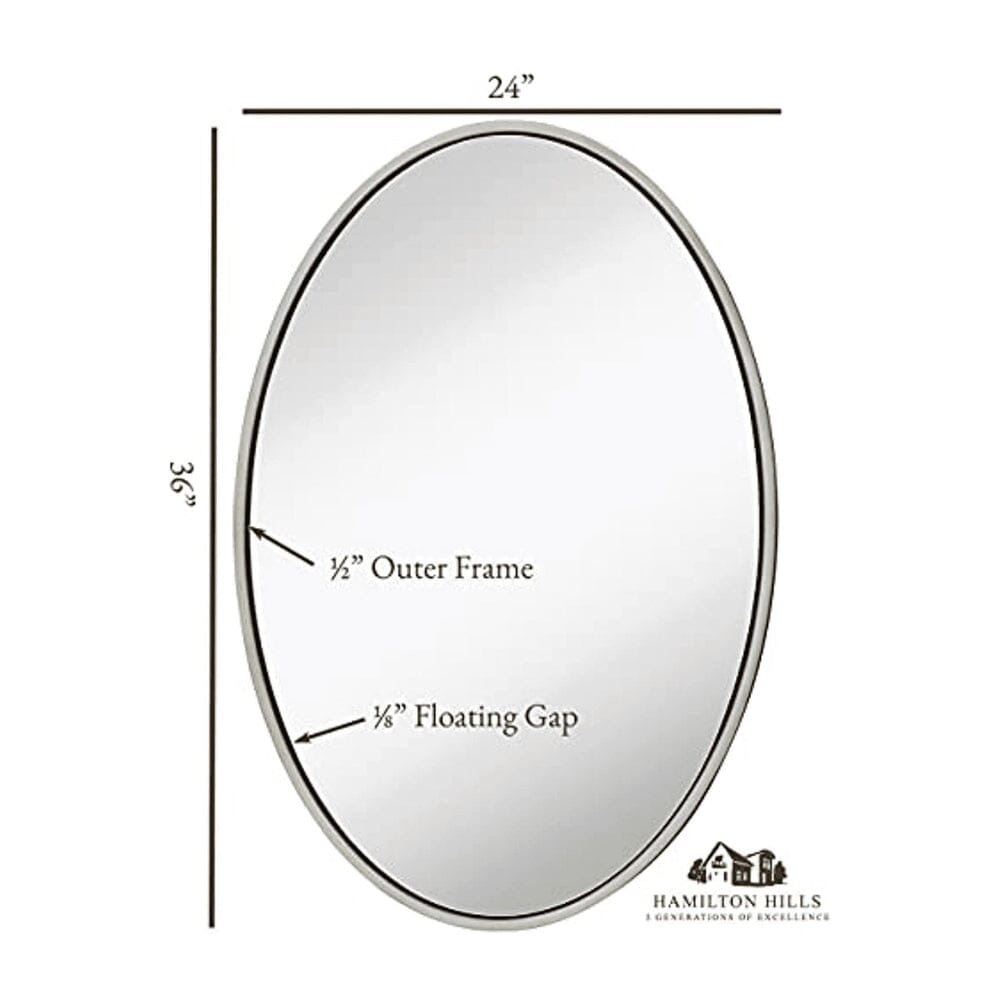 Clean Large Modern Oval Silver Leaf Frame Wall Mirror 24