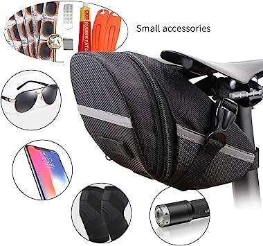 Cycling Reflective Strip Seat 2 Piece Bike Saddle Bag  Bicycle Tool Bag  Under Seat Pouch