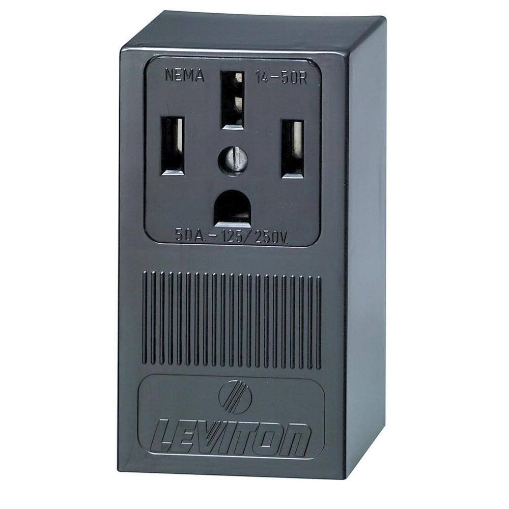 Leviton 50 Amp Single Surface Mounted Single Outlet Black 55050