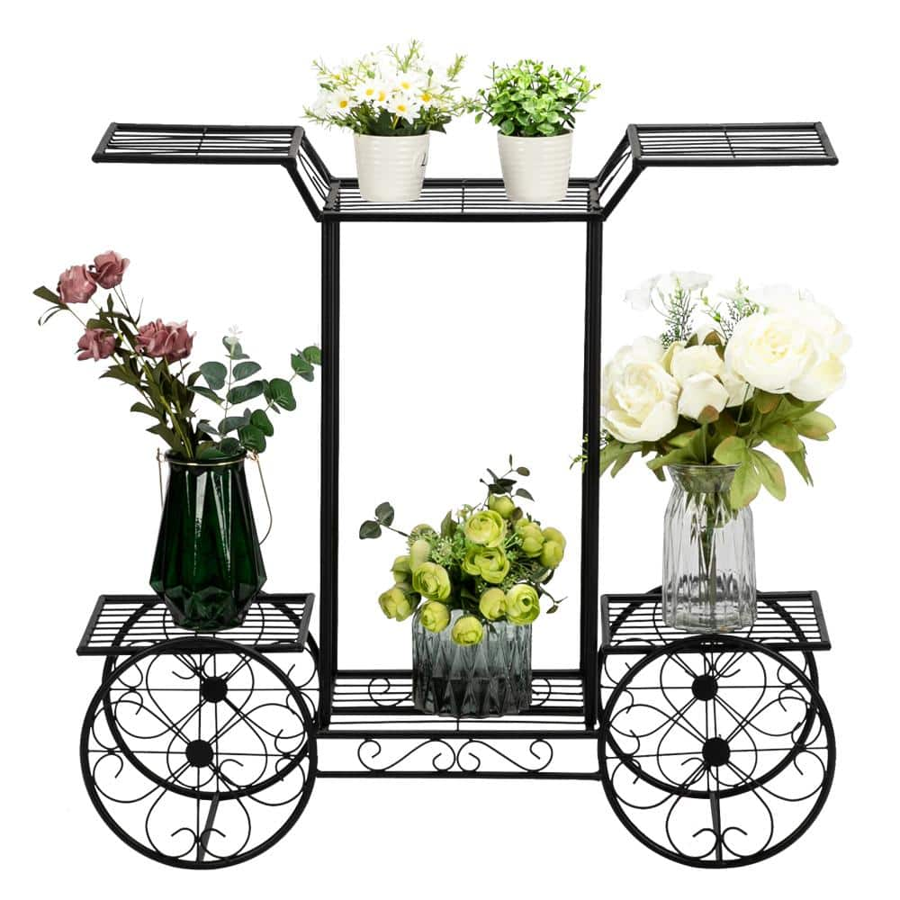 Winado 30 in. H Black Metal Painted 6-Shelf Plant Stand 302994561032