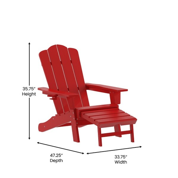 Commercial AllWeather Adirondack Chair with Pullout Ottoman and Cupholder