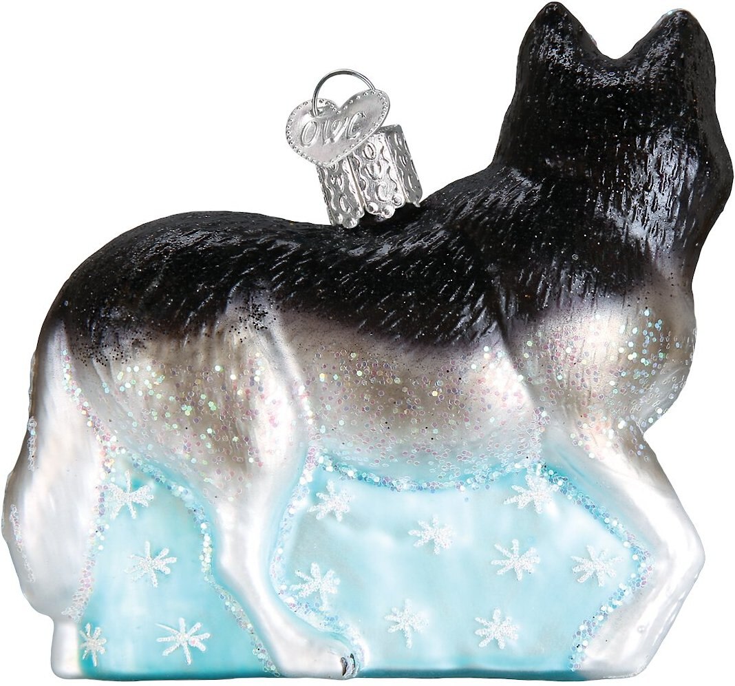 Old World Christmas Siberian Husky Glass Tree Ornament