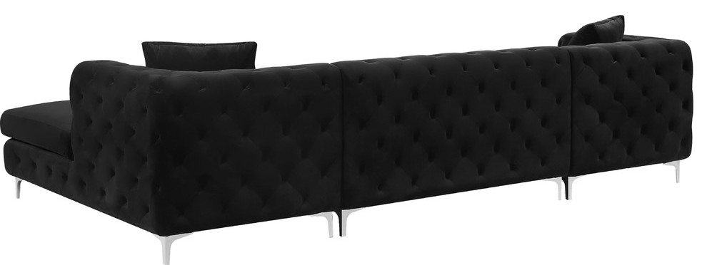 Gail Velvet 3 Piece Sectional   Contemporary   Sectional Sofas   by Meridian Furniture  Houzz