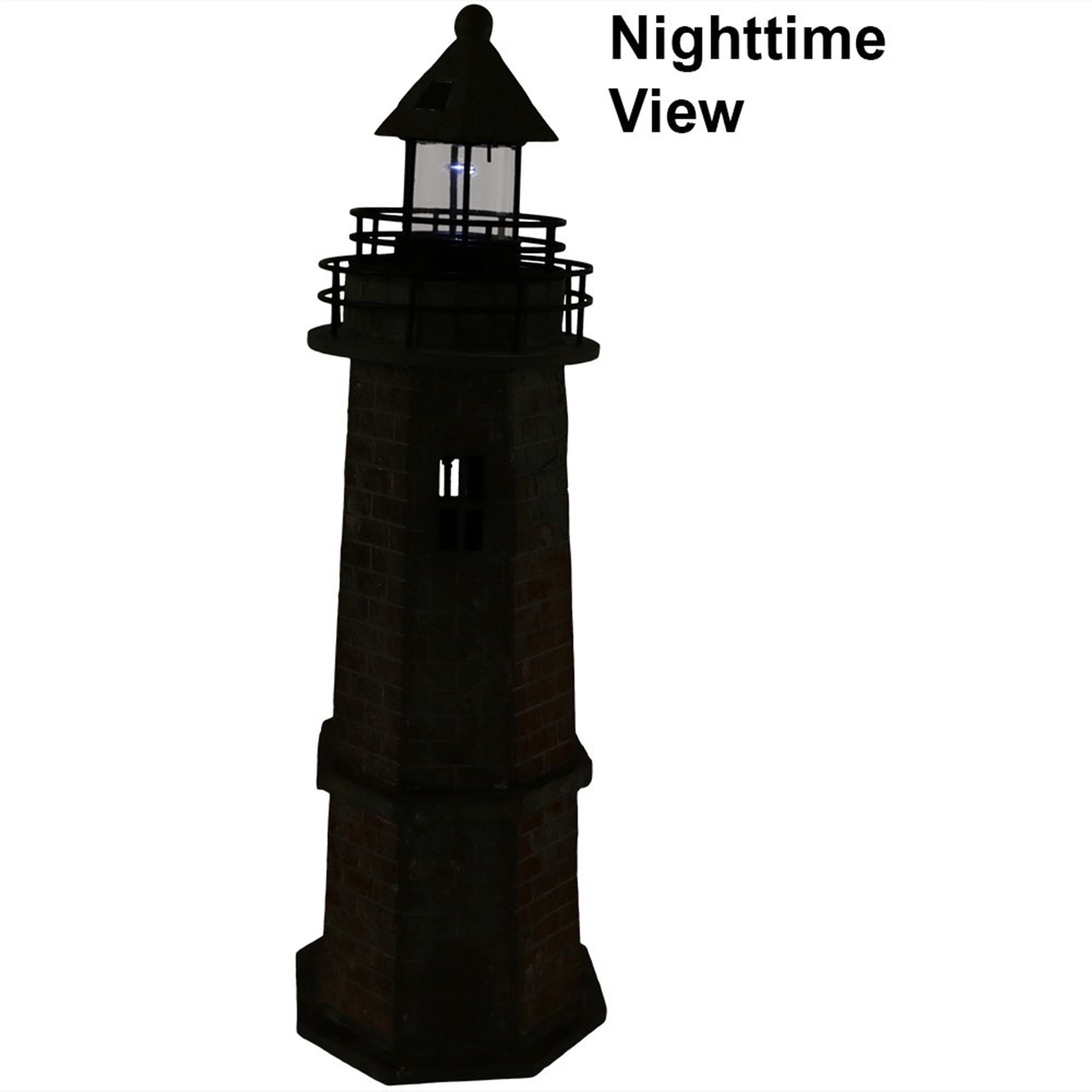 Sunnydaze Outdoor Backyard Garden Nautical Lighthouse Solar LED Pathlight Statue Figurine - 35" - Brick