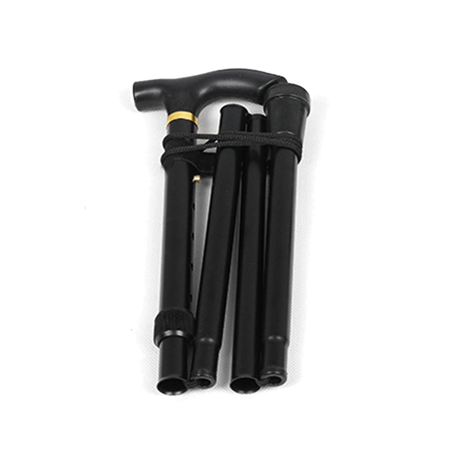 Foldable Aluminum Alloy Hiking Poles 4 Section Ultralight Collapsible Poles Walking Stickblack