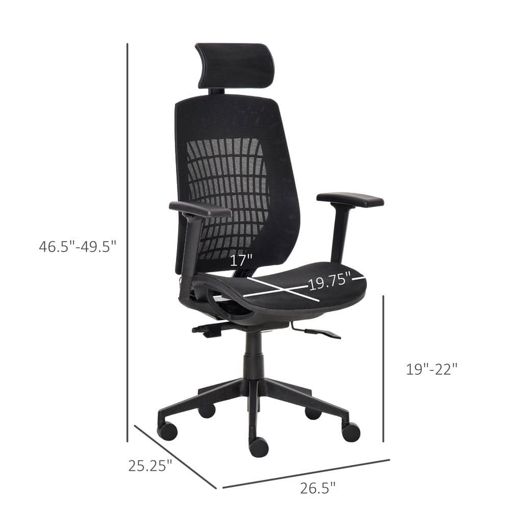 Vinsetto Black Mesh Ergonomic Office Chair High-Back Desk Chair with 3D Arms 921-431