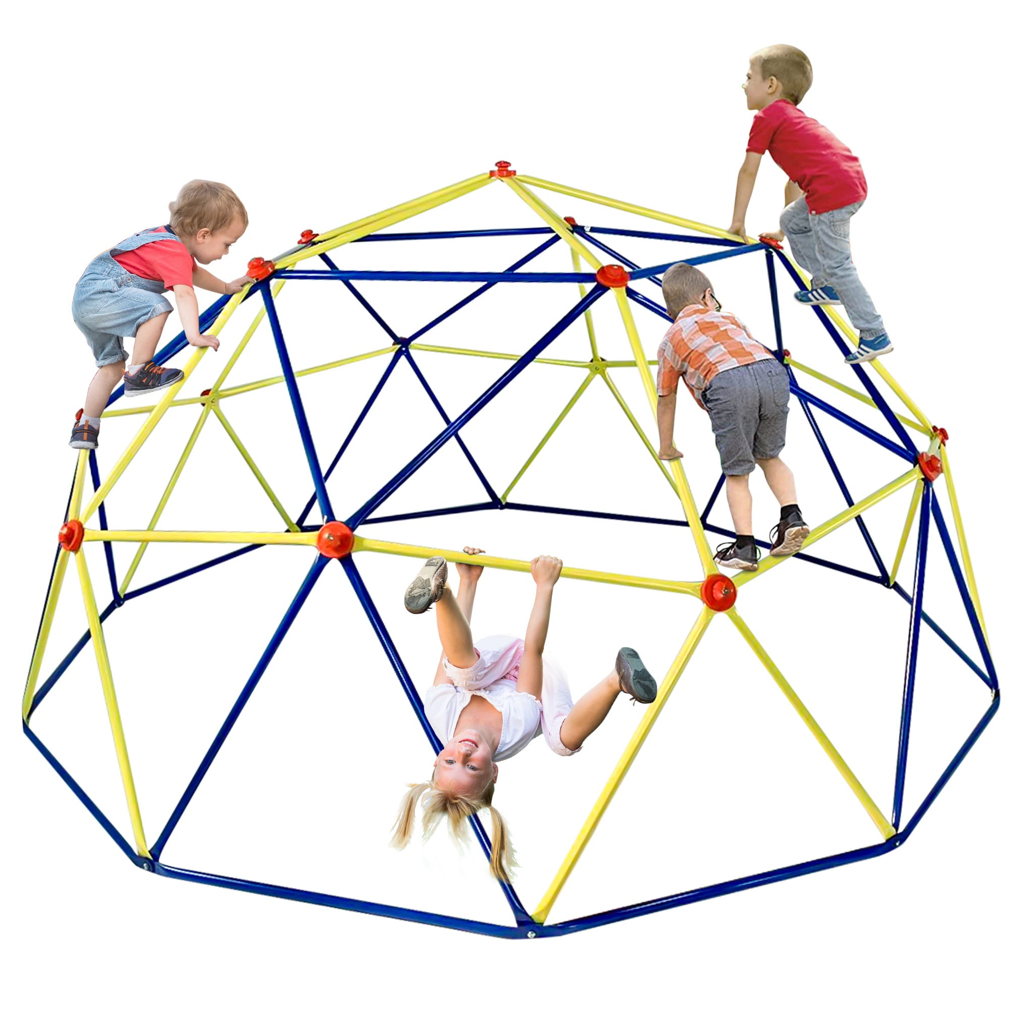 Kids Dome Climbing Toys， Colorful Metal Climber High Strength for Outdoor， Geometric Climbing Dome Jungle Gym with Gripper， Stable Rhombus， Max Support 1000LBS， Age 3-12 BoysandGirls Indoor Play