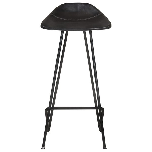 vidaXL Bar Stools 2 pcs Black Real Leather