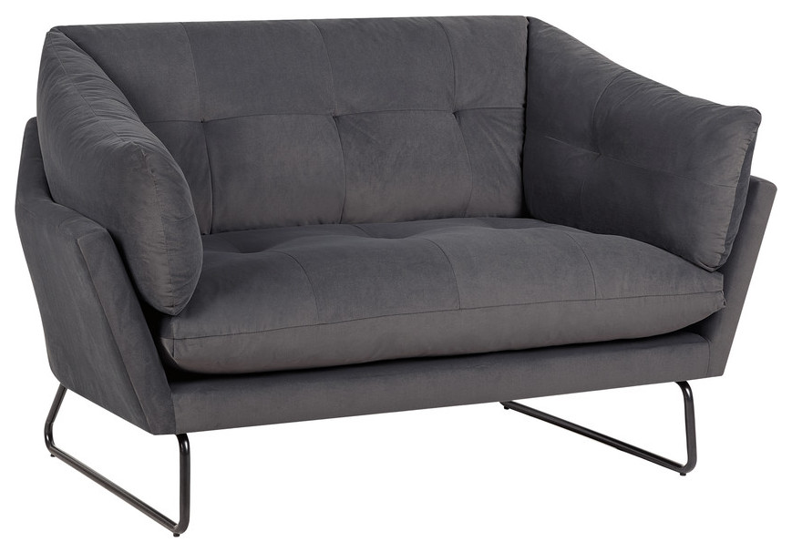 Karla Velvet Contemporary Loveseat and Ottoman   Transitional   Loveseats   by Lilola Home  Houzz