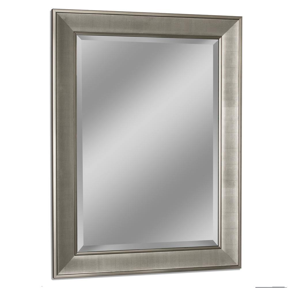 Deco Mirror 29 in. W x 35 in. H Framed Rectangular Bathroom Vanity Mirror in Brush nickel 8013