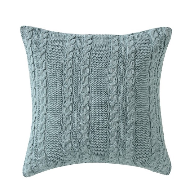 Dublin Cable Knit Square Throw Pillow Blue Vcny