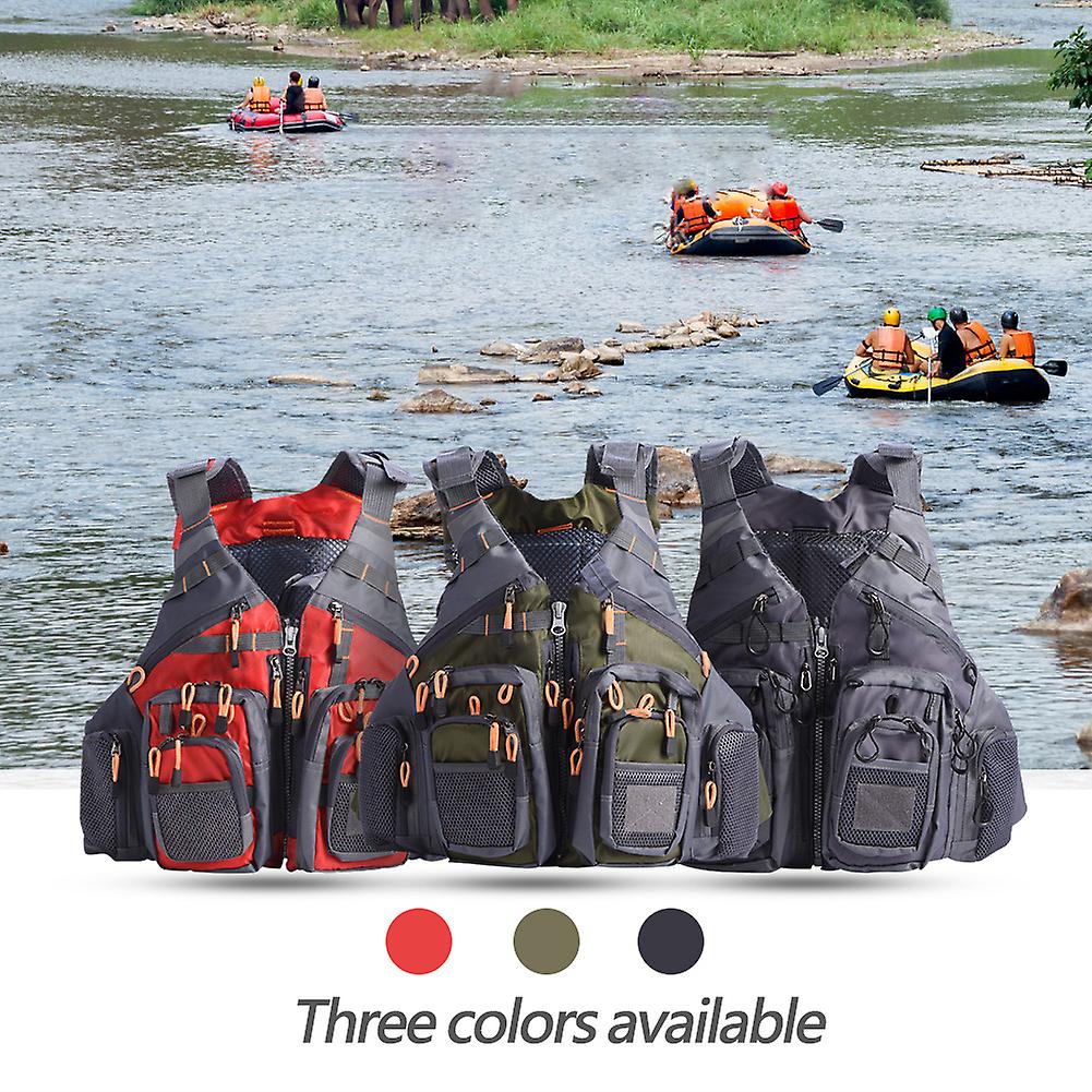 Outdoor Multi Function Unisex Adults Life Jacket Vest Lifesaving Waistcoat With Pocket (red)