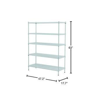 Design Ideas MeshWorks Sage Green 5-Tier Steel Shelving Unit (47 in. W x 63 in. H x 18 in. D) 3419315