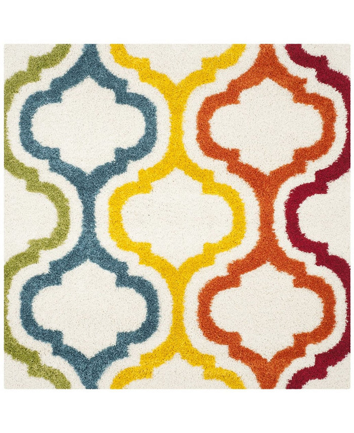 Safavieh Shag Kids SGK561 Ivory and Multi 67 x 67 Square Area Rug