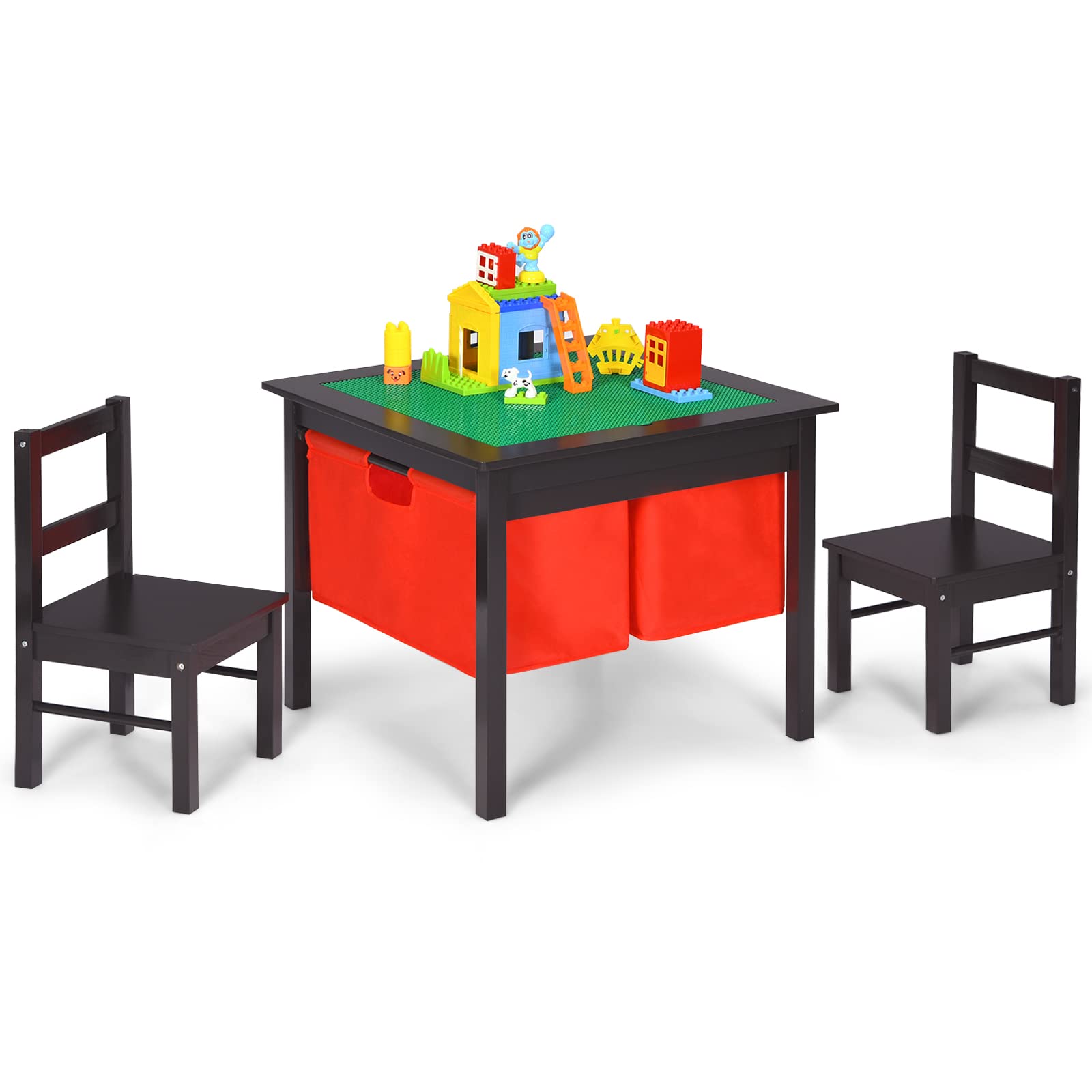 Costzon Kids Table and Chair Set, Children Wooden Activity Table w/Storage