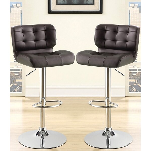 Modern Tufted Adjustable Swivel Stools with Chrome Base (Set of 2)