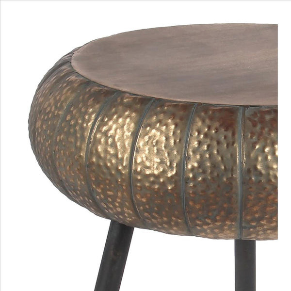 Benzara BM240971 Round Top Accent Table With Tripod Base  Large  Gold and Black   Midcentury   Side Tables And End Tables   by Uber Bazaar  Houzz