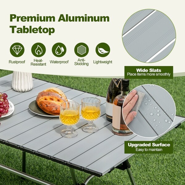 Costway HeavyDuty Aluminum Camping Table，Folding Outdoor Picnic