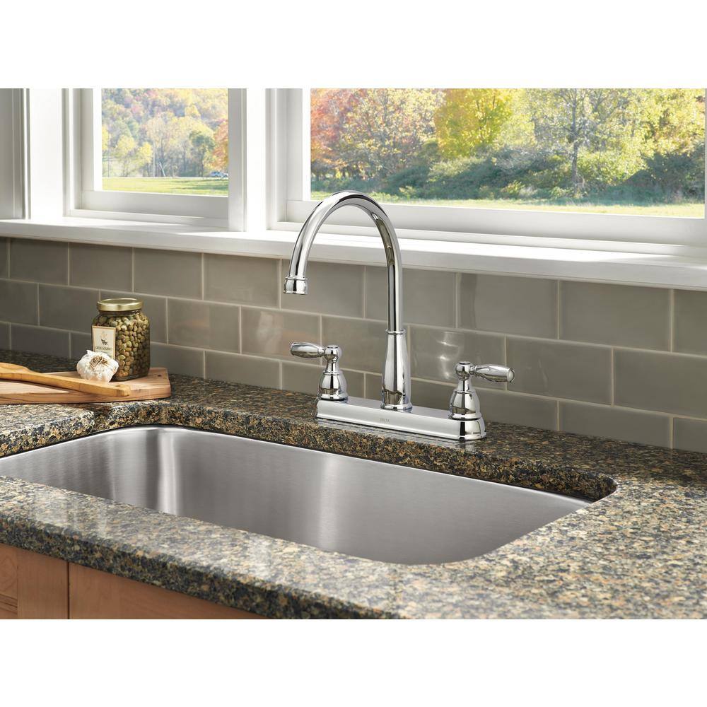 Delta Foundations 2-Handle Standard Kitchen Faucet in Chrome 21987LF